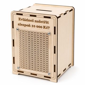 Pokladnička 10 000 Kč + sklo